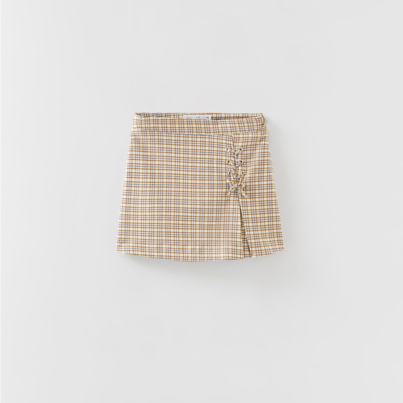 NWT Zara 6Y pleated tied plaid skirt - Picture 1 of 3